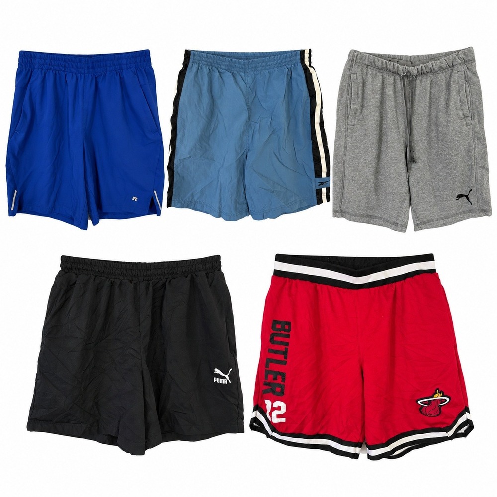Lot of 5 Mens Large Athletic Shorts Puma NBA Reebok Russell Basketball Gym Multi